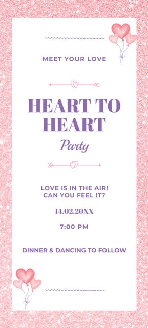 Party For Meeting Love And Acquaintances Invitation 9.5x21cmデザインテンプレート
