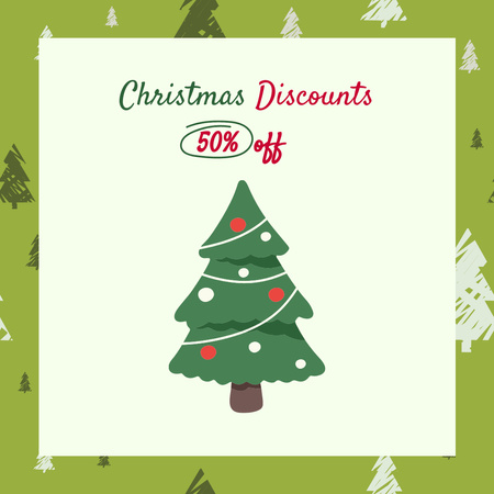 Christmas Holiday Discount Ad on Green Instagram Design Template
