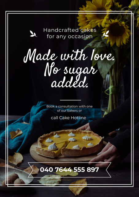 Bakery Ad with Blueberry Tart Poster Modelo de Design
