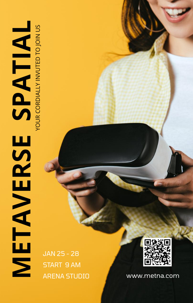 Platilla de diseño Metaverse Event With VR Glasses Invitation 4.6x7.2in