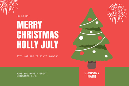 Platilla de diseño Yuletide Festivity in July with Christmas Tree and Fireworks Flyer 4x6in Horizontal