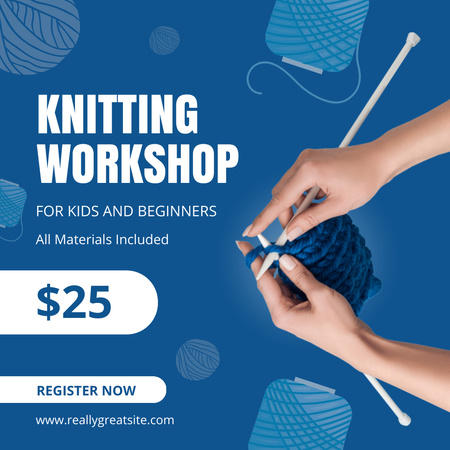 Knitting Workshop Offer For Kids Instagram Design Template