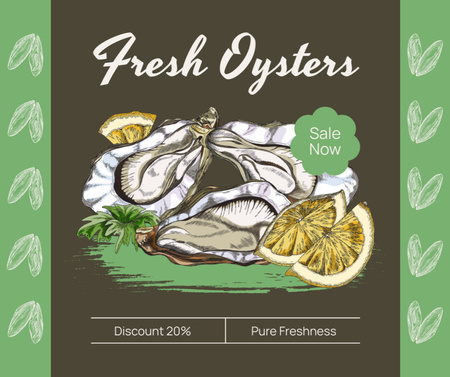 Illustration of Fresh Oysters with Lemon Facebook Design Template