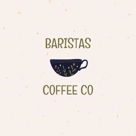 Coffee in Cup by Barista Logo 1080x1080px Design Template
