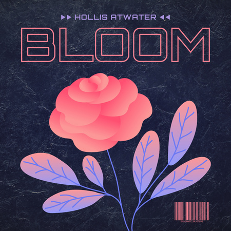 Plantilla de diseño de ilustración de flor rosa degradado en textura oscura Album Cover 