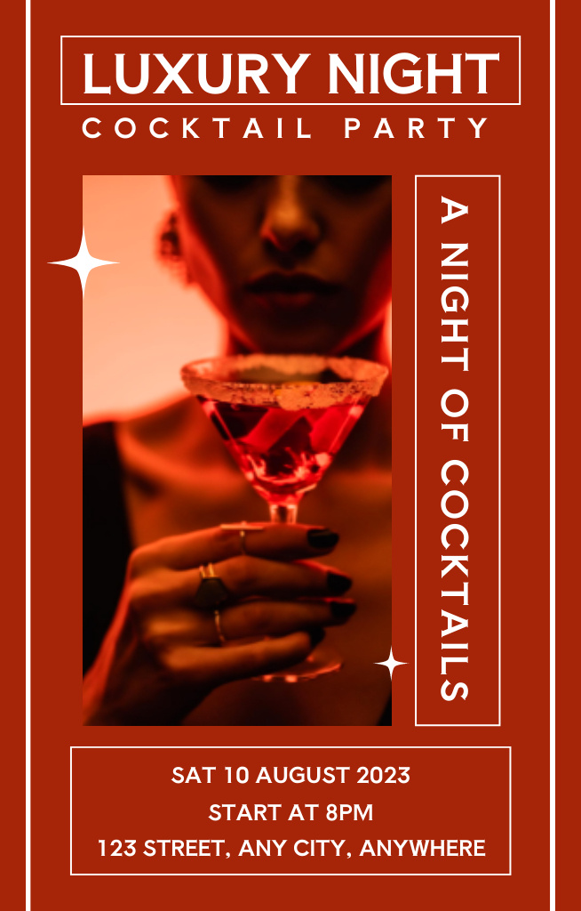 Luxury Cocktails Party's Ad Invitation 4.6x7.2in tervezősablon