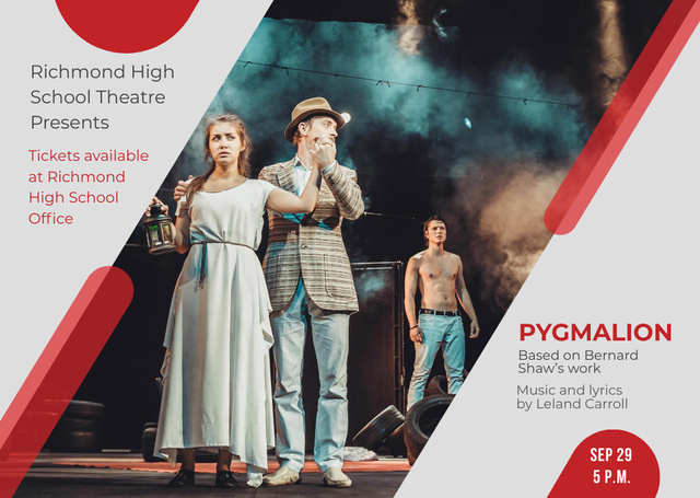 Theater Invitation with Actors in Pygmalion Performance Card Modelo de Design