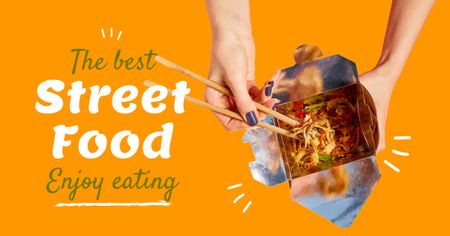 Best Street Food Ad with Noodles Facebook AD Design Template