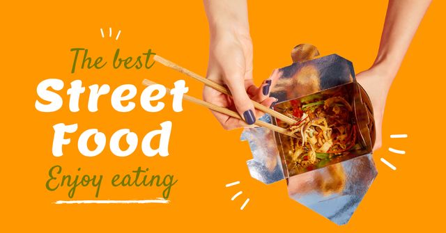 Ontwerpsjabloon van Facebook AD van Best Street Food Ad with Noodles