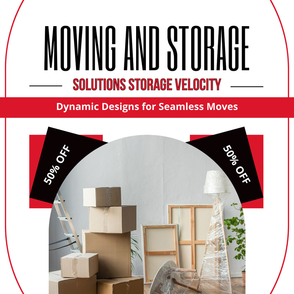 Designvorlage Moving & Storage Solutions with Offer of Discount für Instagram AD