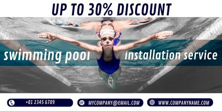Masterful Swimming Pool Installation With Discount Offer Twitter Design Template