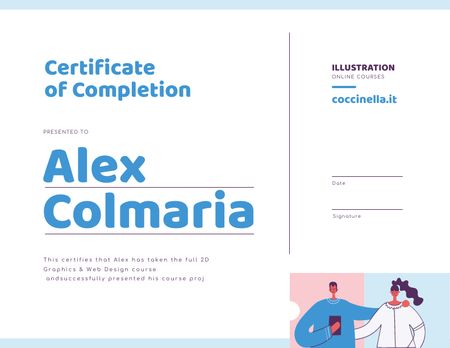 Online design Course Completion with happy students Certificate Modelo de Design