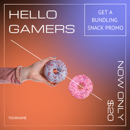 Deliscious Snack Promotion with Dounats Instagram AD Design Template