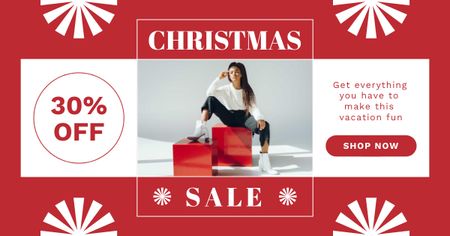 Christmas Fashion Sale Red Facebook AD Design Template