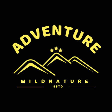 Adventure hiking tours logo with mountains Logo Design Template