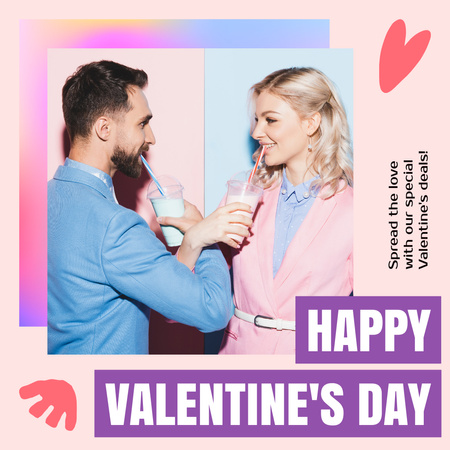 Wishing Happy Valentine's Day For Sweethearts Instagram AD Design Template