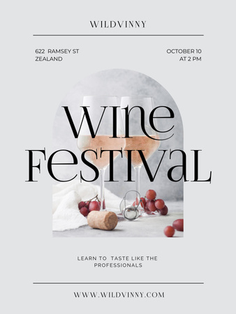 Wine Tasting Festival Announcement with Grapes on Table Poster 36x48in Design Template