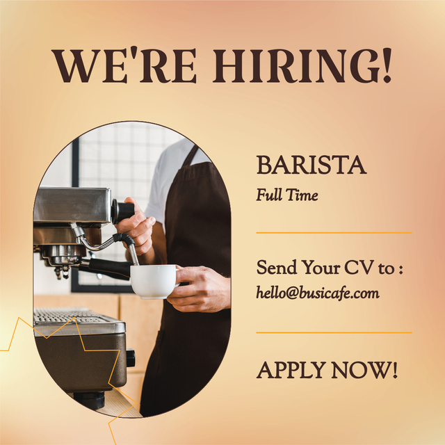 Announcement of Search for Barista Instagram – шаблон для дизайна