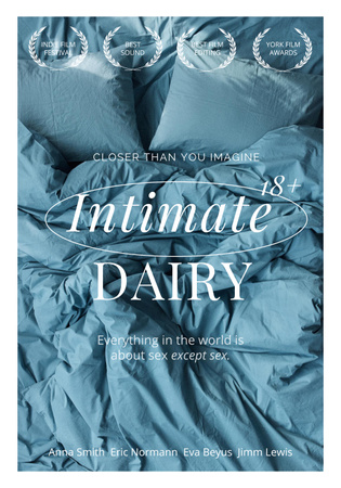 New Movie Announcement with Blue Bed Poster 28x40in Design Template