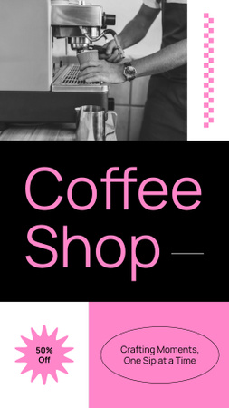Stunning Coffee Shop Offer At Half Price And Catchy Slogan Instagram Story Design Template