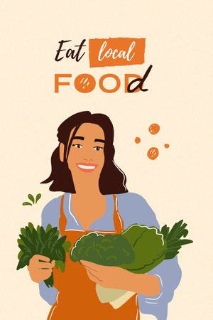 Ontwerpsjabloon van Pinterest van Vegan Lifestyle Concept with Woman holding Vegetables