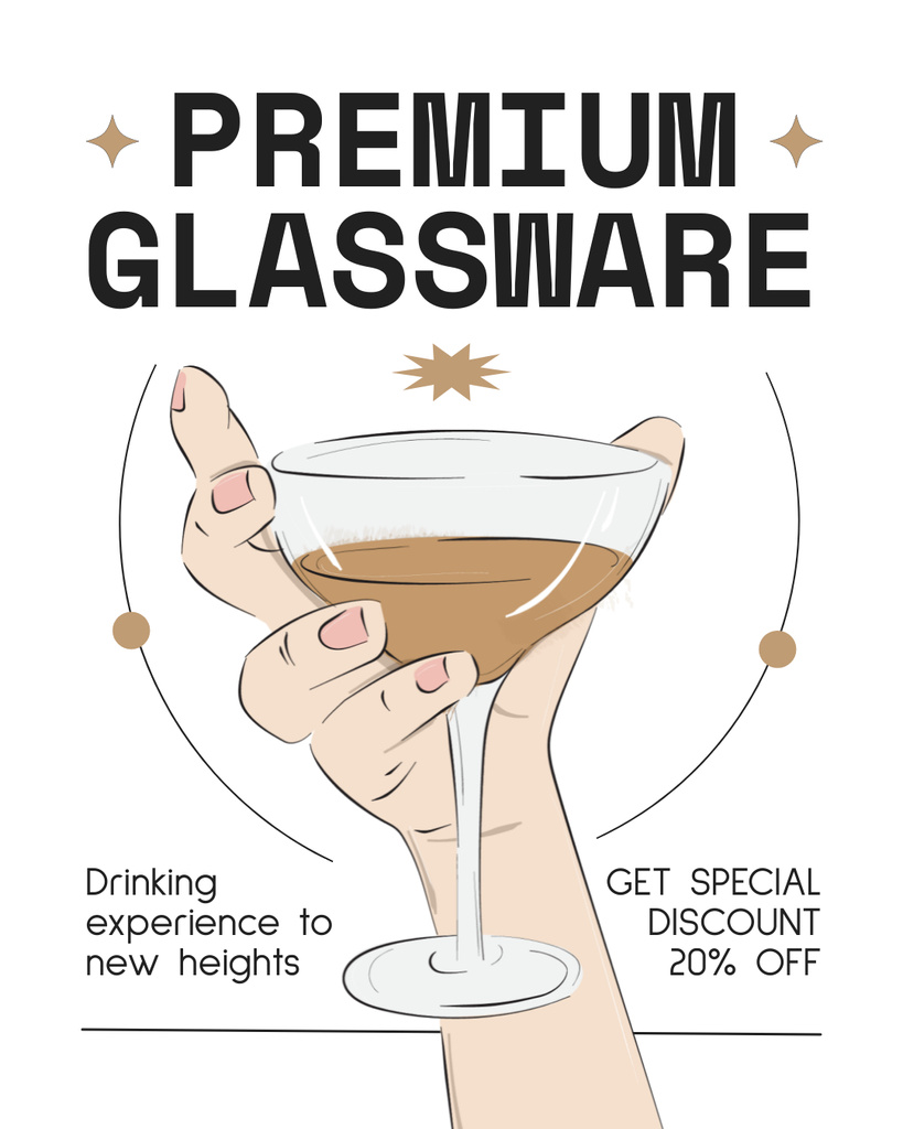 Special Discount For Chic Glassware Offer Instagram Post Vertical Tasarım Şablonu