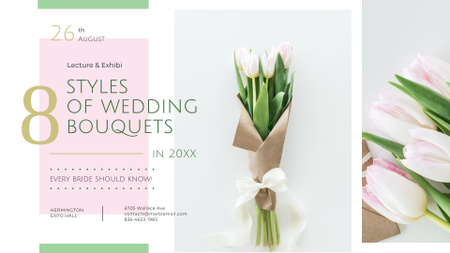 Ontwerpsjabloon van FB event cover van bloemist services ad wedding bouquet met tulpen