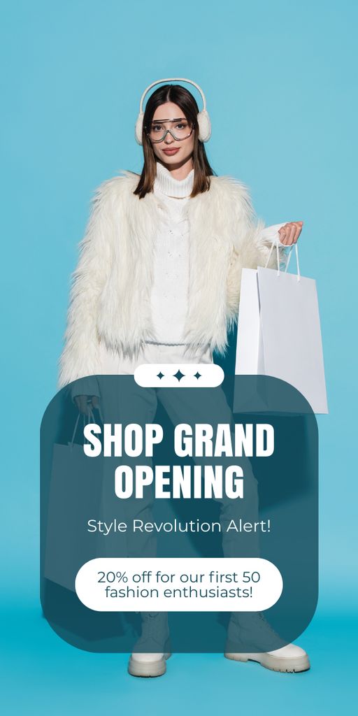 Plantilla de diseño de Stylish Shop Grand Opening With Discount For Firsts Clients Graphic 