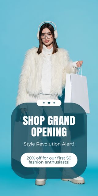 Stylish Shop Grand Opening With Discount For Firsts Clients Graphic Design Template