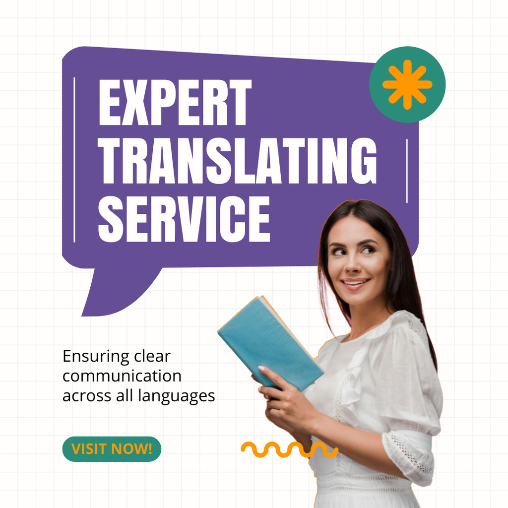 Modèle de visuel Multilingual Translating Service Promotion - Instagram