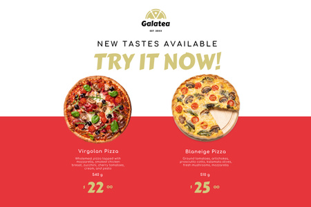 Italian Restaurant Ad with Pizza Offer Poster 24x36in Horizontal – шаблон для дизайну