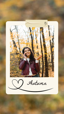 Girl in Beautiful Autumn Forest Instagram Story Modelo de Design