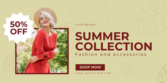 Summer Collection or Romantic Fashion Accessories Twitterデザインテンプレート