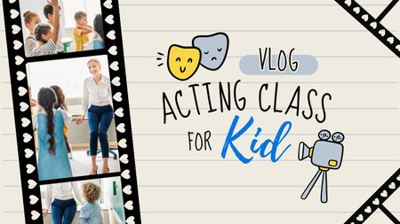 Влог курсов актерского мастерства для детей Youtube Thumbnail – шаблон для дизайна