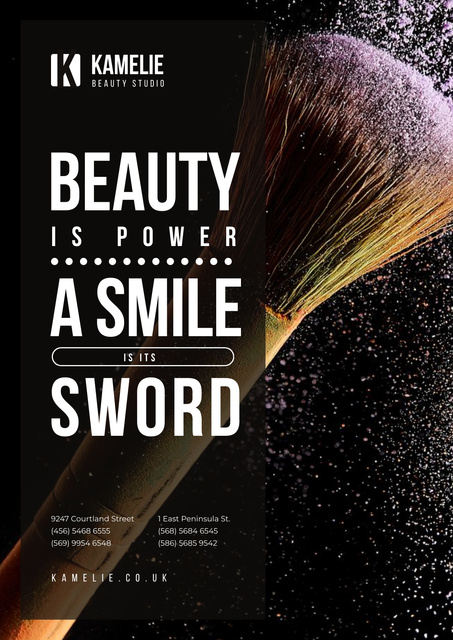 Plantilla de diseño de Beauty Quote with Brush and Face Powder Poster 