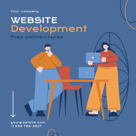 Designvorlage Anzeige für den Online-Kurs zur Website-Entwicklung für Instagram