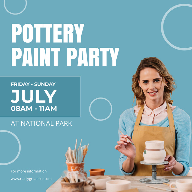 Pottery Paint Party Announcement In Summer Instagram Tasarım Şablonu