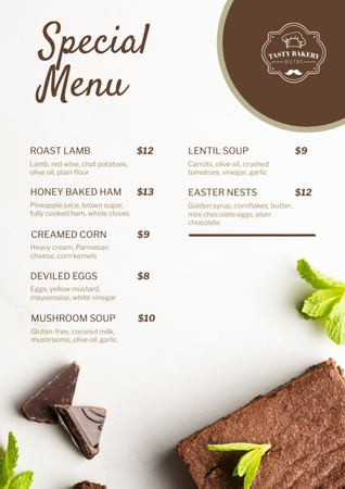 Список десертов из пекарни Menu – шаблон для дизайна