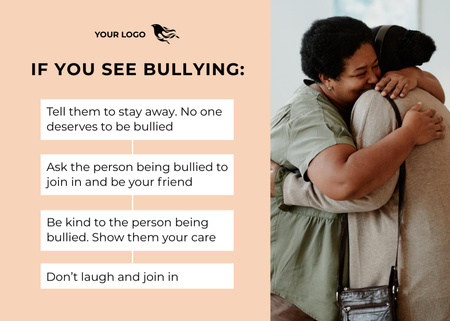 Designvorlage Awareness of Stop Bullying für Postcard 5x7in