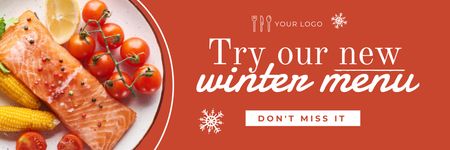 Winter Menu Ad with Salmon Email header Design Template