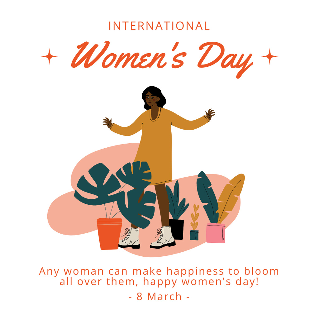 Woman with Flowers on International Women's Day Instagram – шаблон для дизайна