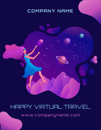 Virtual Travelling Offer T-Shirt Design Template