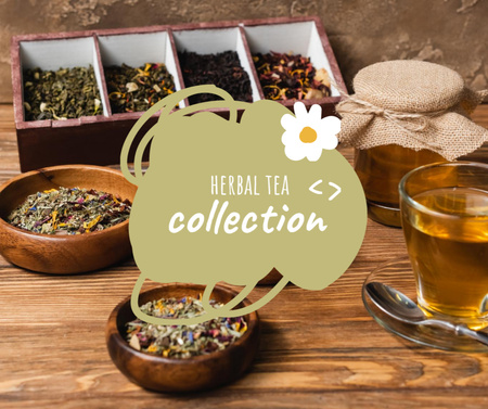 Modèle de visuel femme appréciant le thé de printemps à la camomille - Facebook