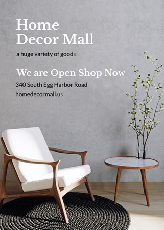Furniture Mall Ad with White Armchair Invitation Design Template