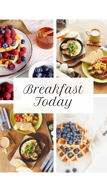 Yummy Breakfast with Pancakes and Berries Instagram Story Πρότυπο σχεδίασης