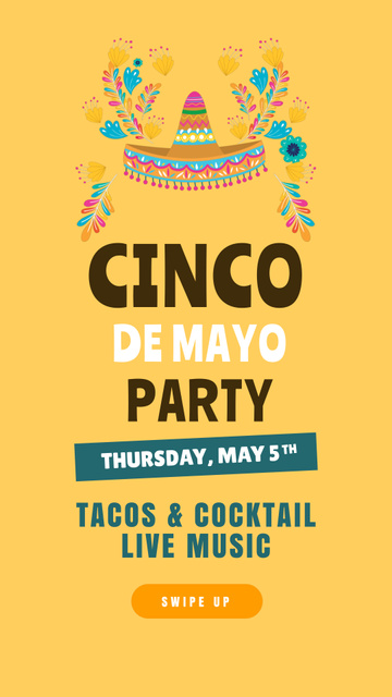 Cinco De Mayo Party Announcement Instagram Video Story Modelo de Design