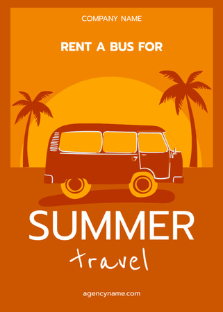 Plantilla de diseño de Oferta de alquiler de autobuses para viajes de verano Flayer 
