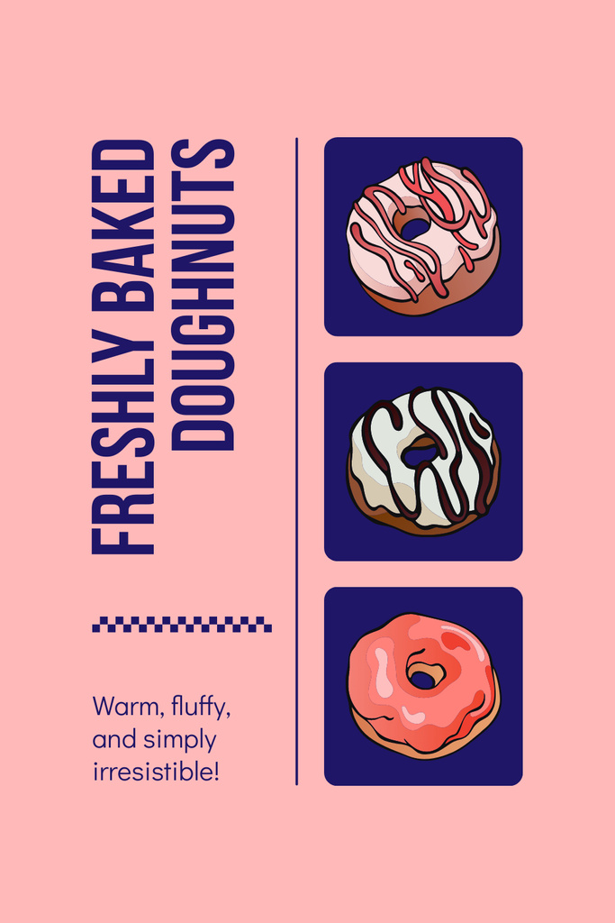 Freshly Baked Doughnuts Special Offer in Pink Pinterest Tasarım Şablonu