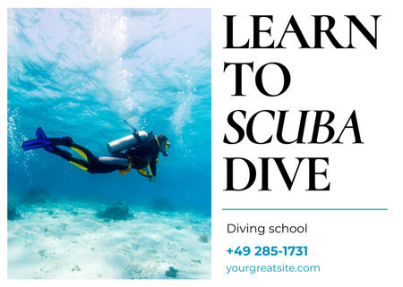 Designvorlage Scuba Diving Ad für Postcard 5x7in