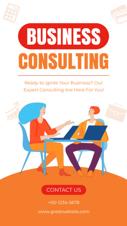 Business Consulting Services with Illustration of Coworkers Instagram Video Story Design Template